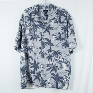 GH Bass Washable Silk Hawaiian Camp Shirt Sailboats Resort Vacation Mens Large
